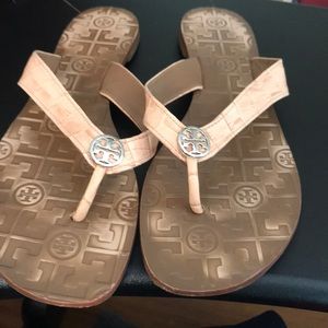 Tory Burch Sandals Nude Snakeskin size 11 womens
